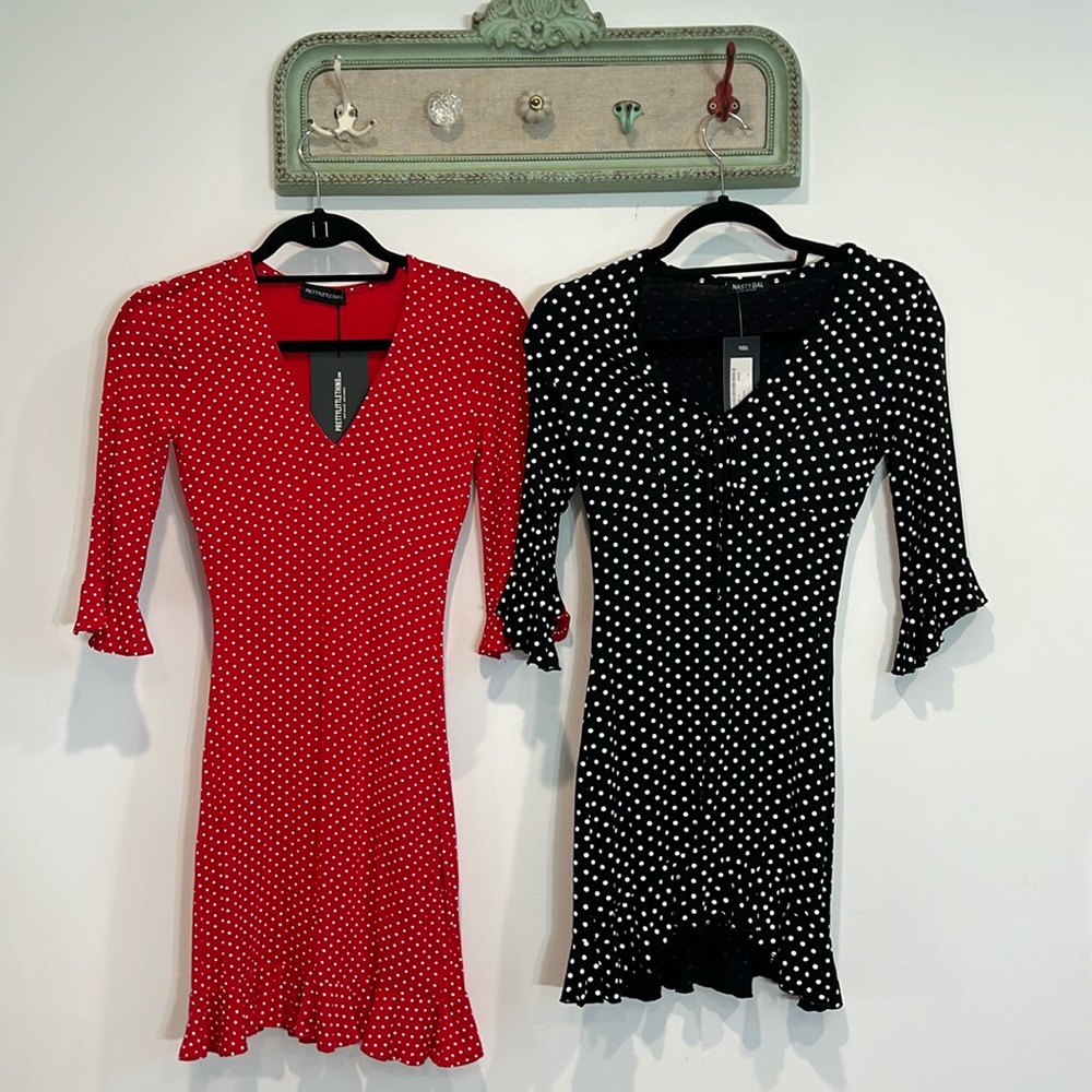 Nasty Gal Red Polka Dot Mini Dress & Nasty Gal Black Polka Dot Mini Dress